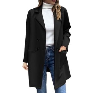 Cinnie Black Double Breasted Long Sleeve Mid Length Cardigan Knit Jacket, Size M